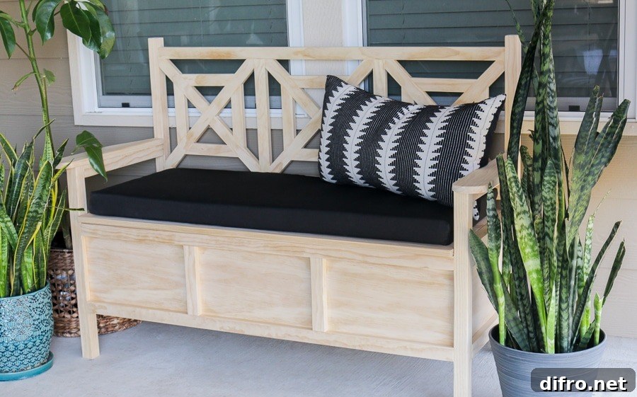 wooden bench surrounded by potted plants