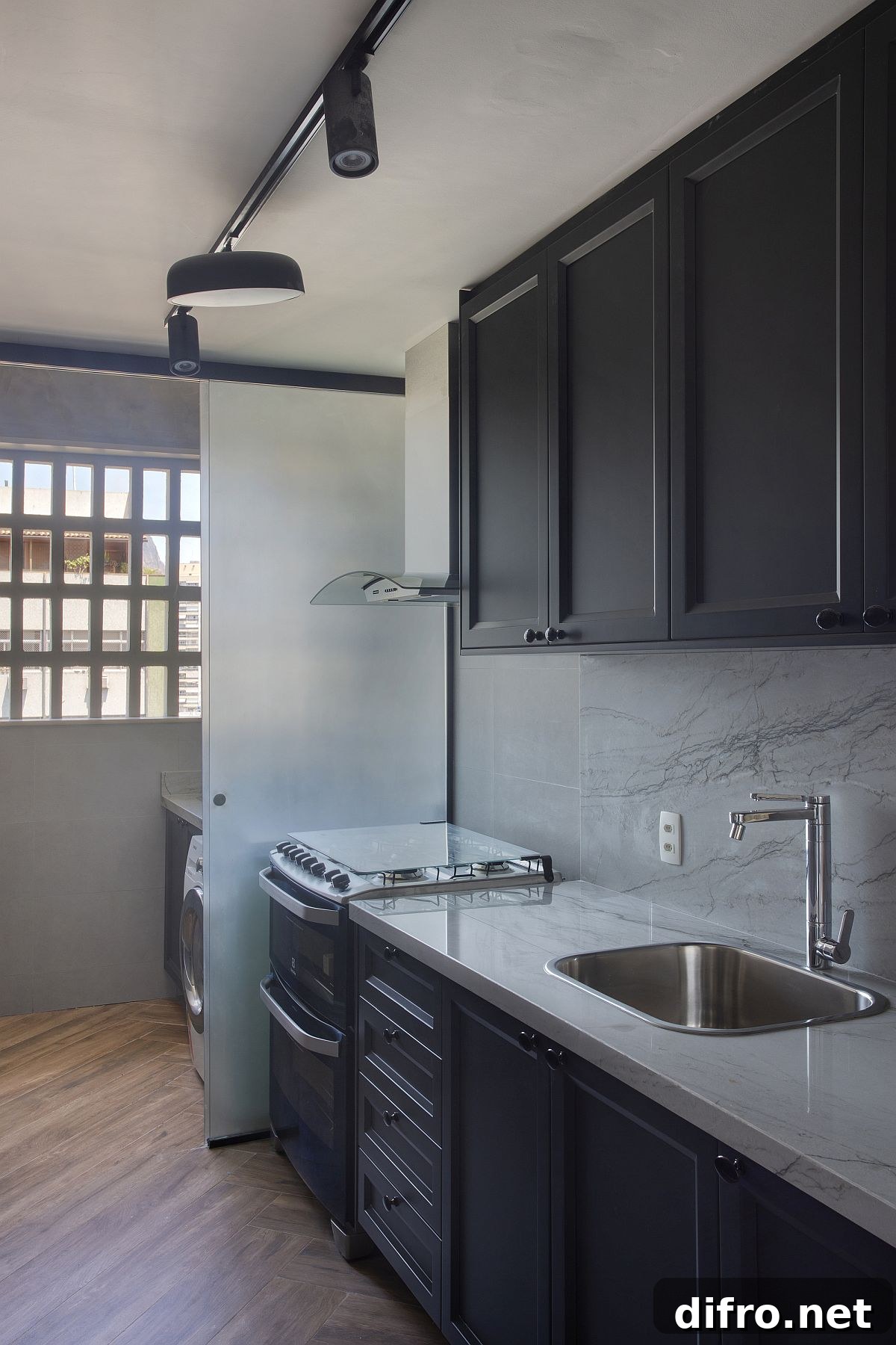 Finding space for the laundry unit inside the kitchen