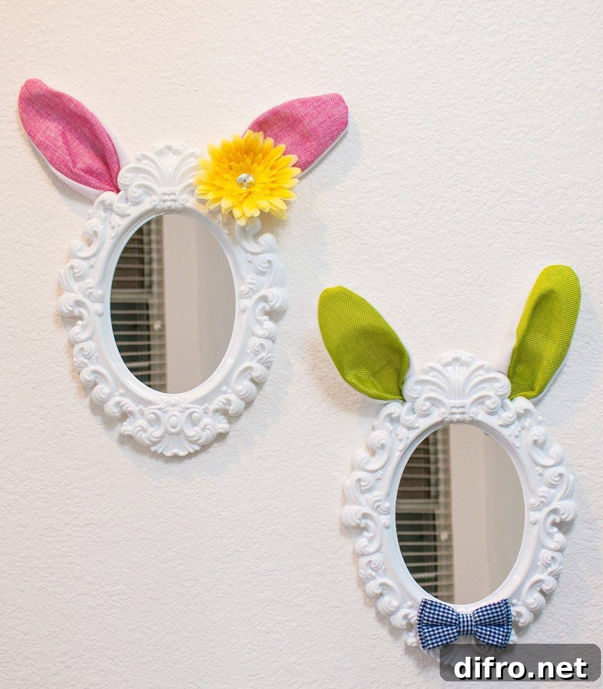 Mirror with bunny ears