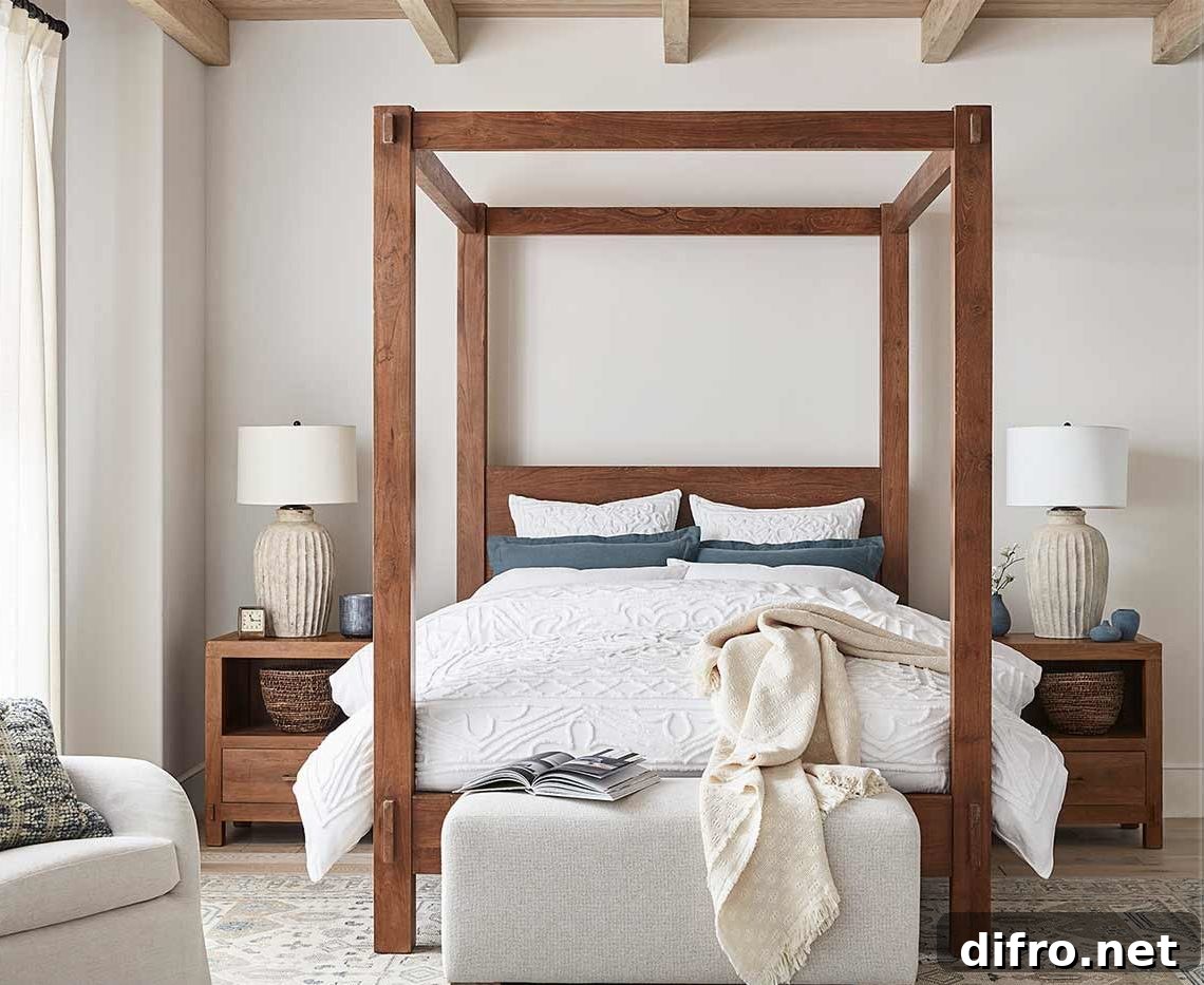 Wood Framed Bed Modern Bedroom Rustic Chic