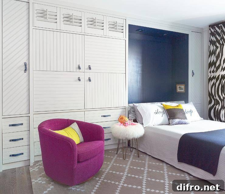 teen girls room murphy bed hot pink chair with pillow