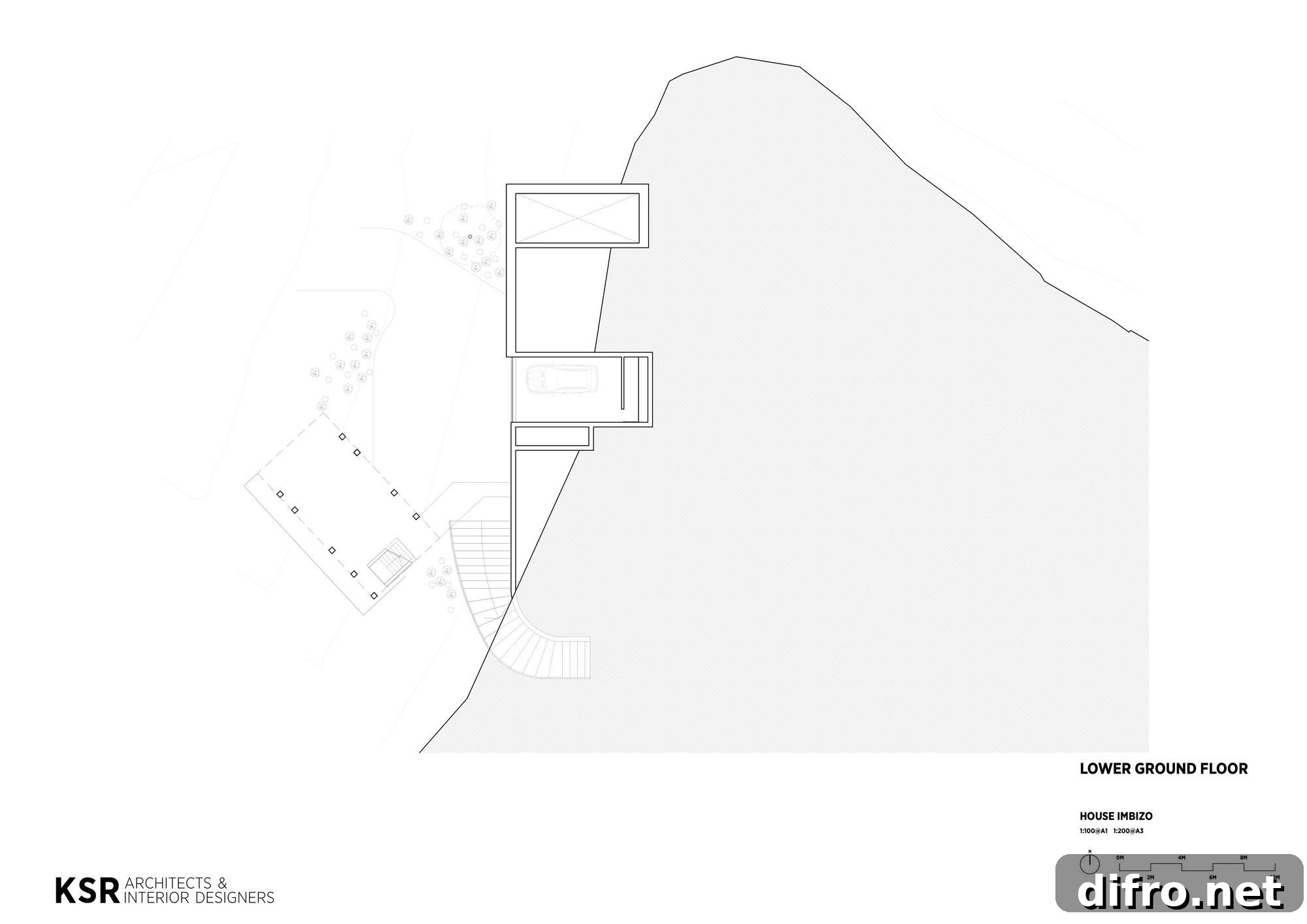Lower ground floor plan of Imbizo House in the Western Cape
