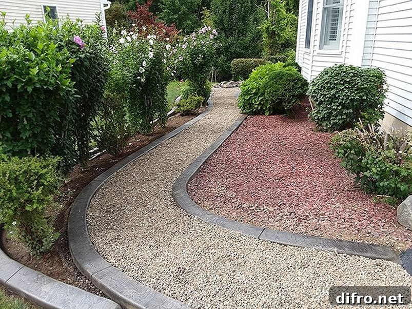 36 Lawn Edging Ideas to Define Your Yard 16 Concrete edging and stone pathway