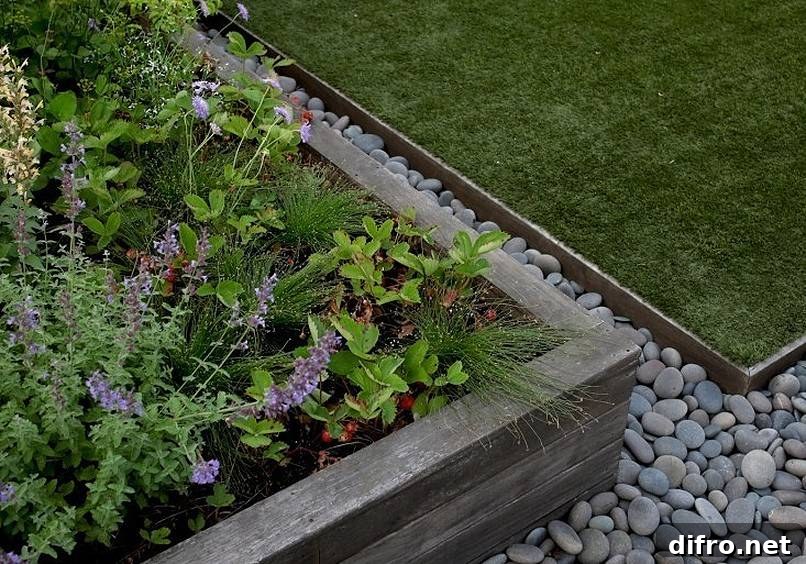 36 Lawn Edging Ideas to Define Your Yard 7 Metal edging landscape with stones