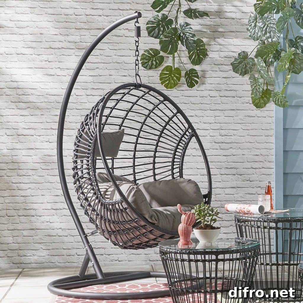 Hanging Suspended Egg Chair Patio Seating Lowes Modern Outdoor Lounge Chair