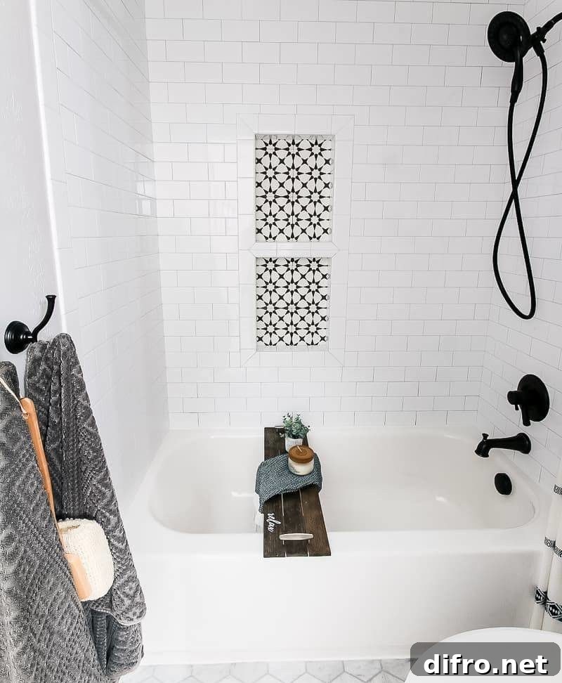 Tiled Bathroom with Bathtub