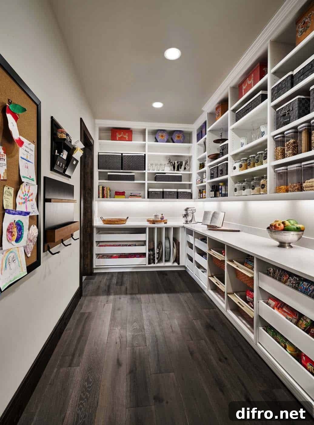 Kitchen storage with mail assortment section