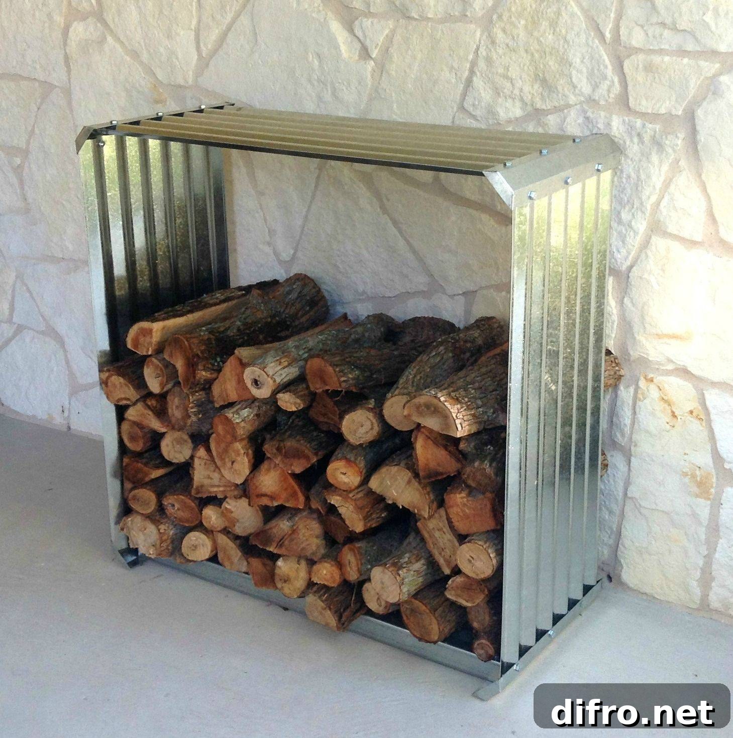 Corrugated Metal Firewood Rack