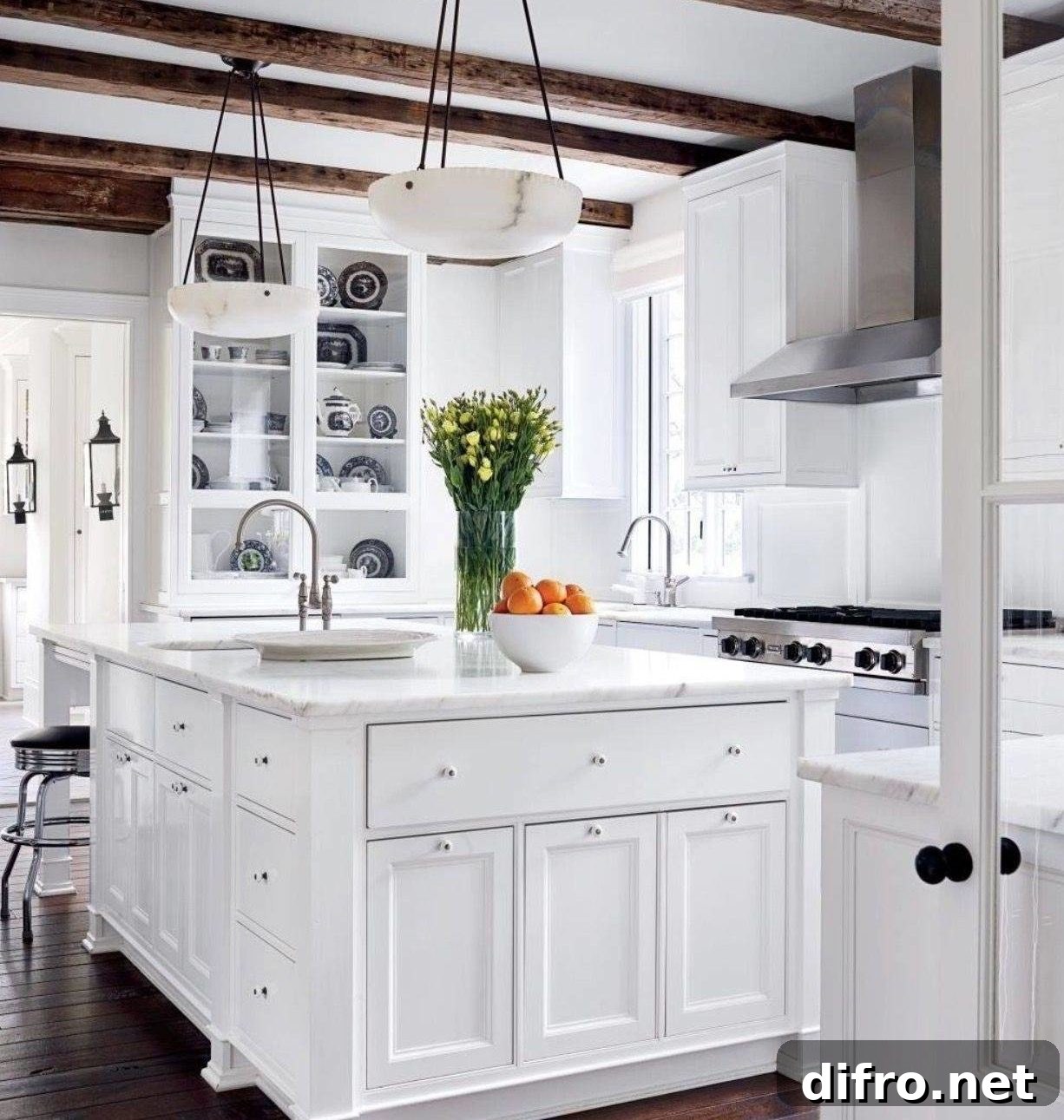 Modern Clean White Farmhouse Inspired Rustic Decor Kitchen
