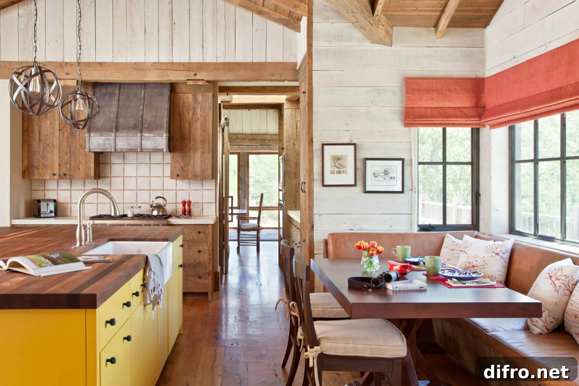 Bright Country Rustic Theme Kitchen Wood Features