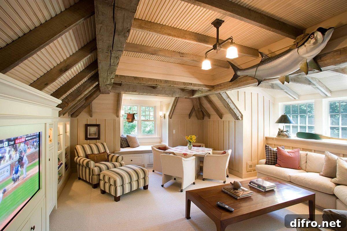 Beadboard wall paneling adds a more authentic vibe to the farmhouse style living space