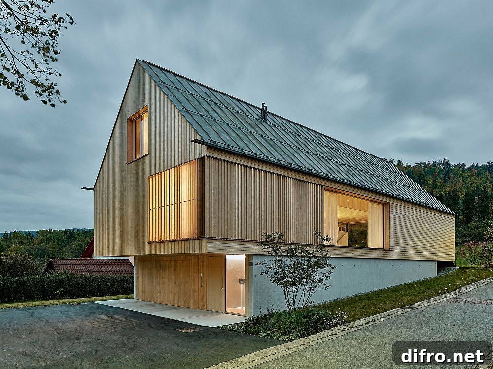 Modern home in wood and concrete