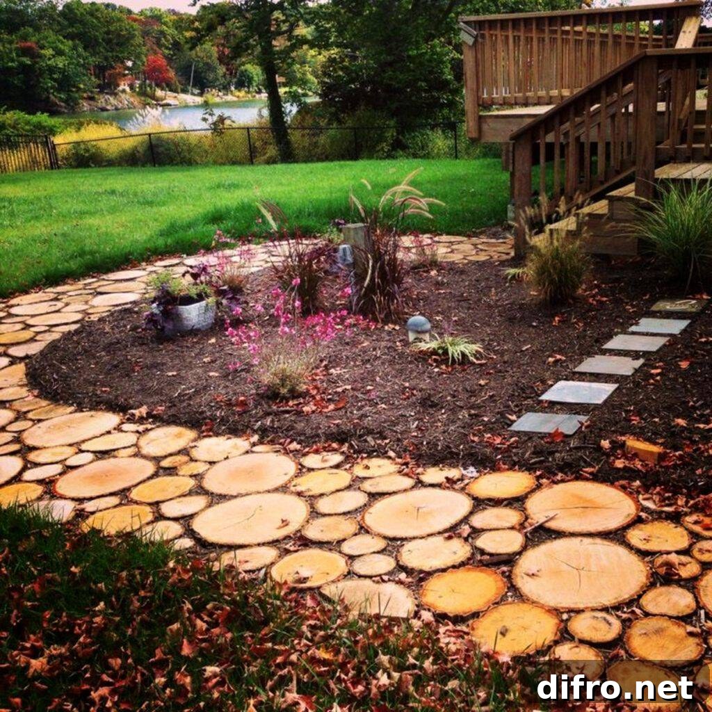 Logs of Wood Backyard Pathway