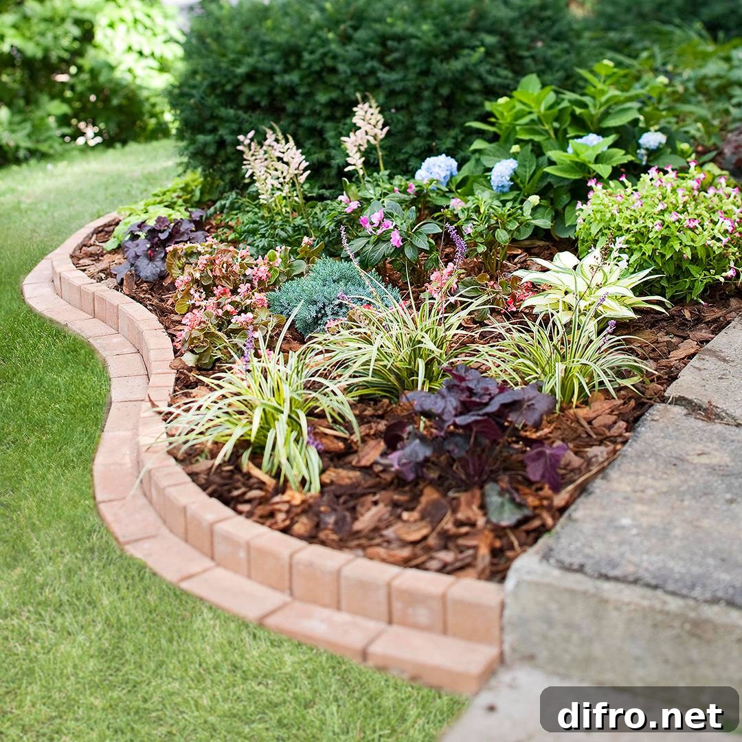 Flower Bed with Brick Edging