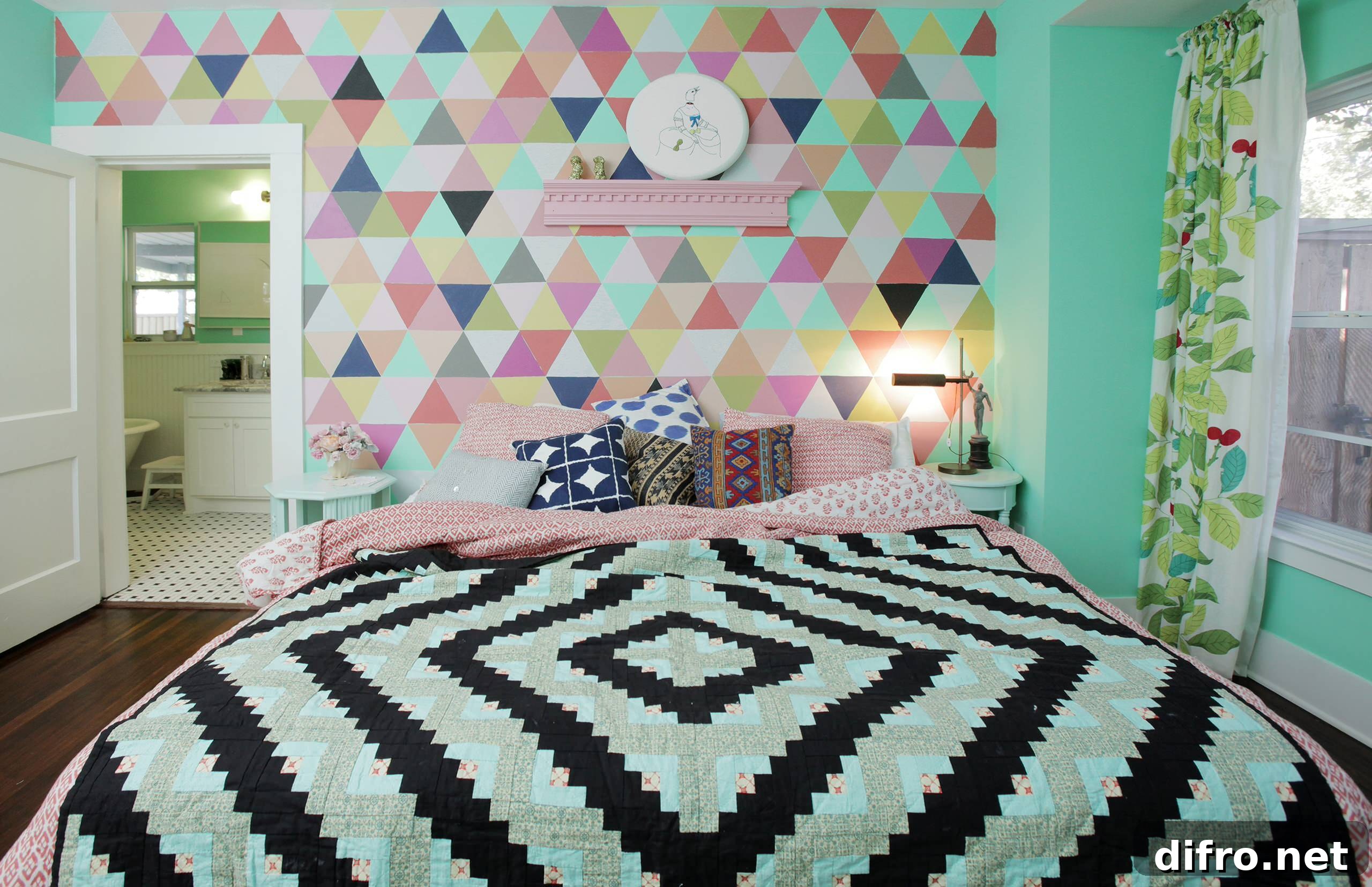 Colorful Accent Wall Bright Aqua Tiffany Blue Bedroom Bright