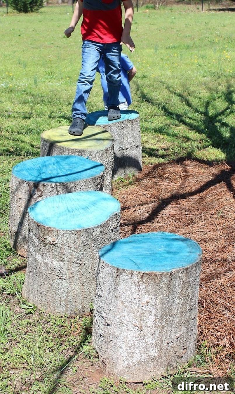Painted tree stumps