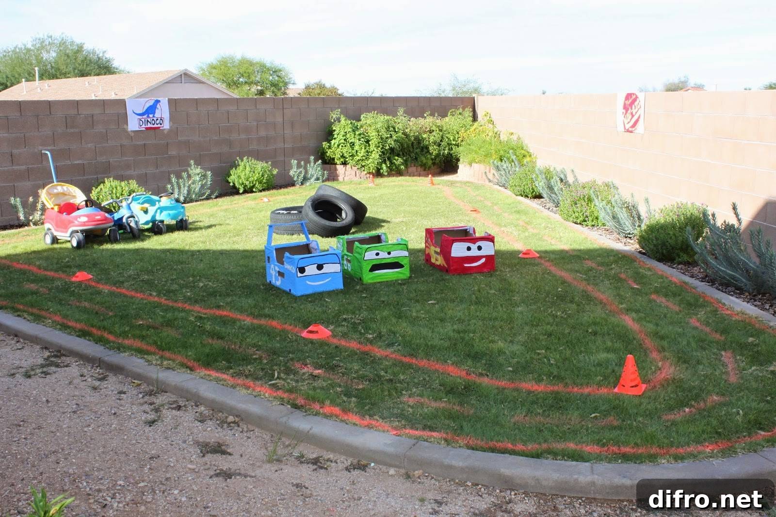 Race track on grass