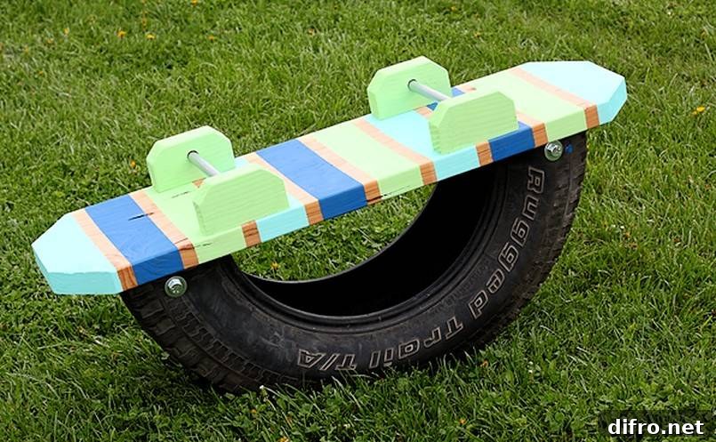 Recycled tire teeter totter