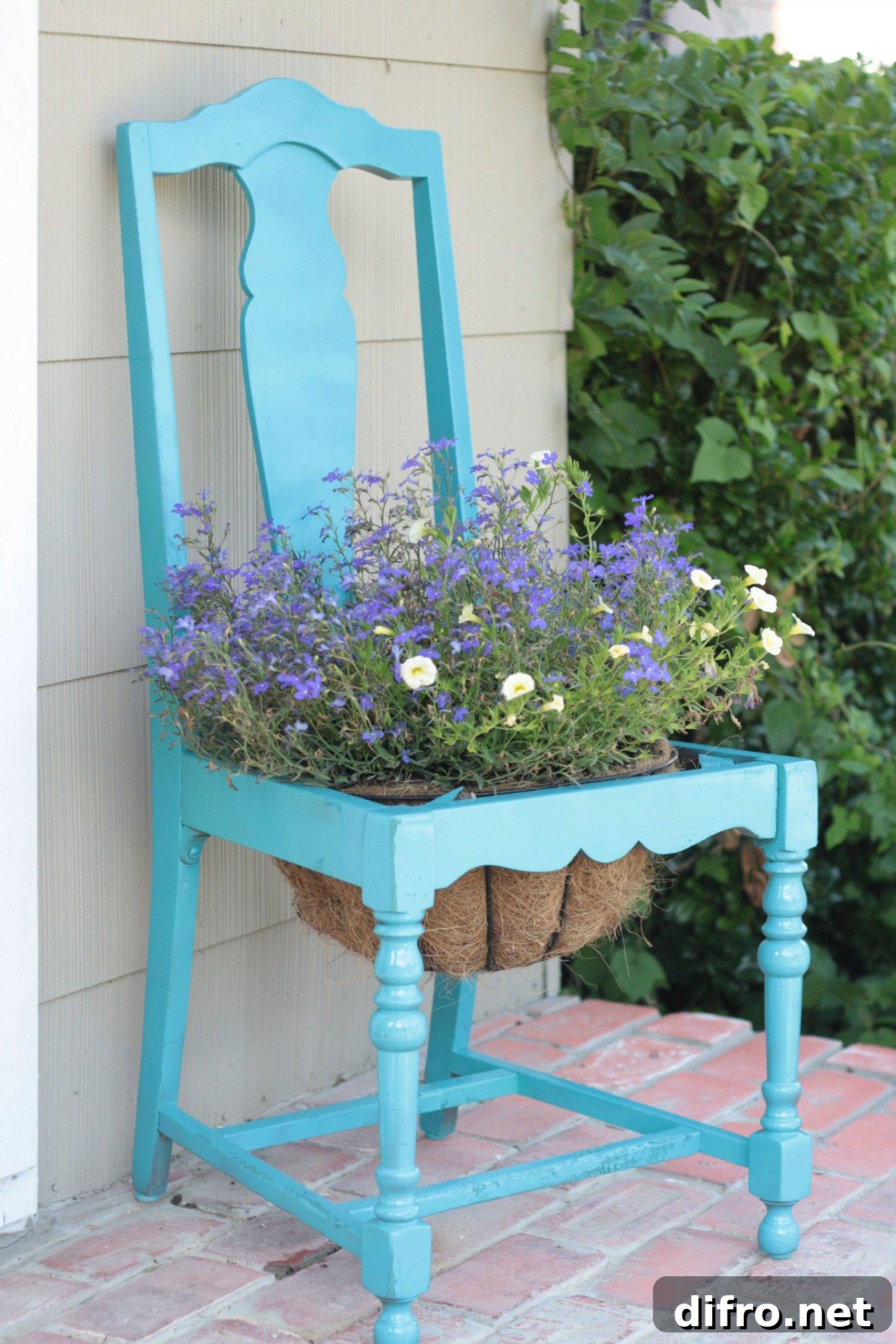 Antique Chair with Flower Pot