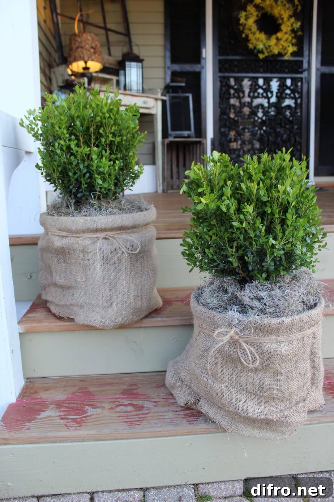 Burlap Basket Planter