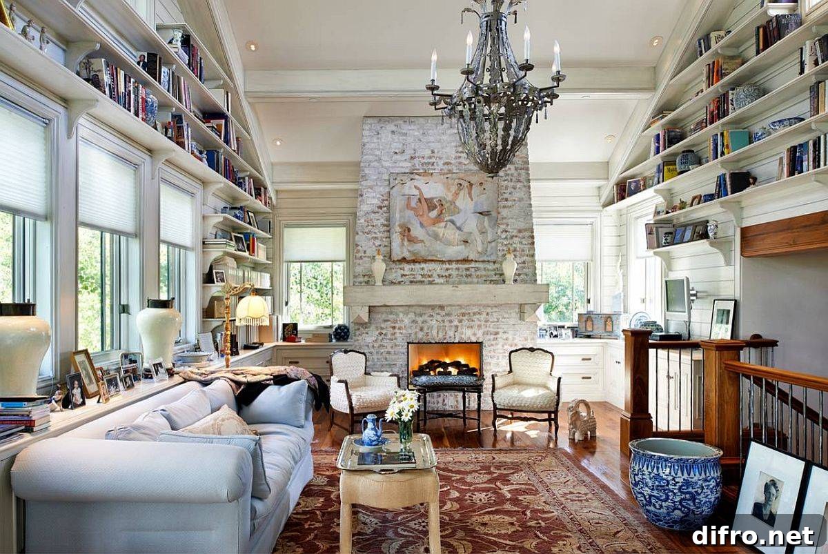 custom brick fireplace tailored to the living space