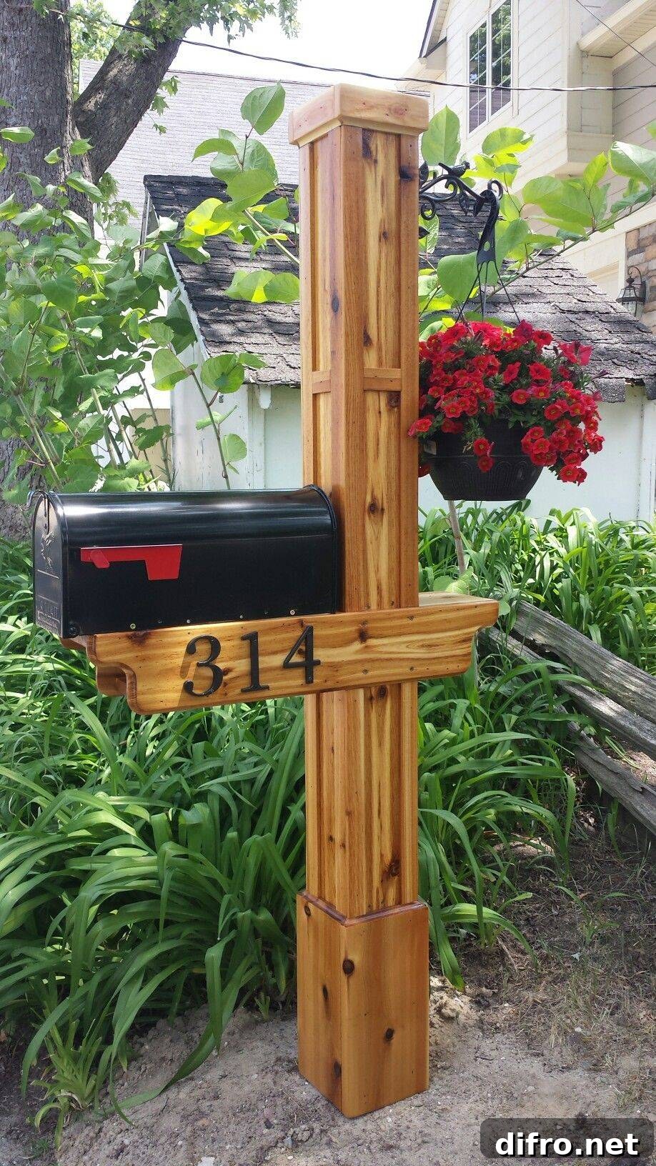 Mission Style Mailbox with Hanging Planter