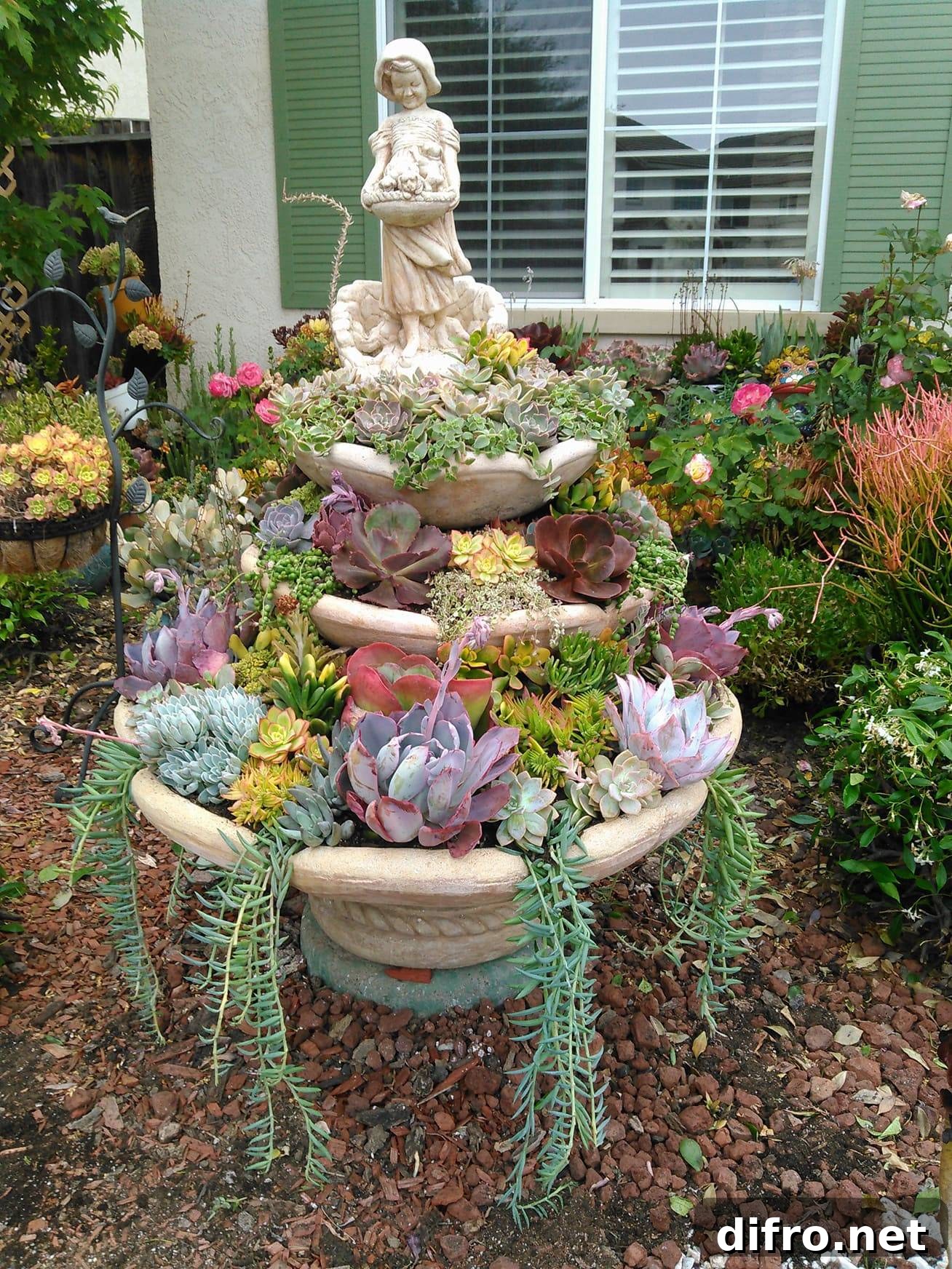 Fountain of Succulents