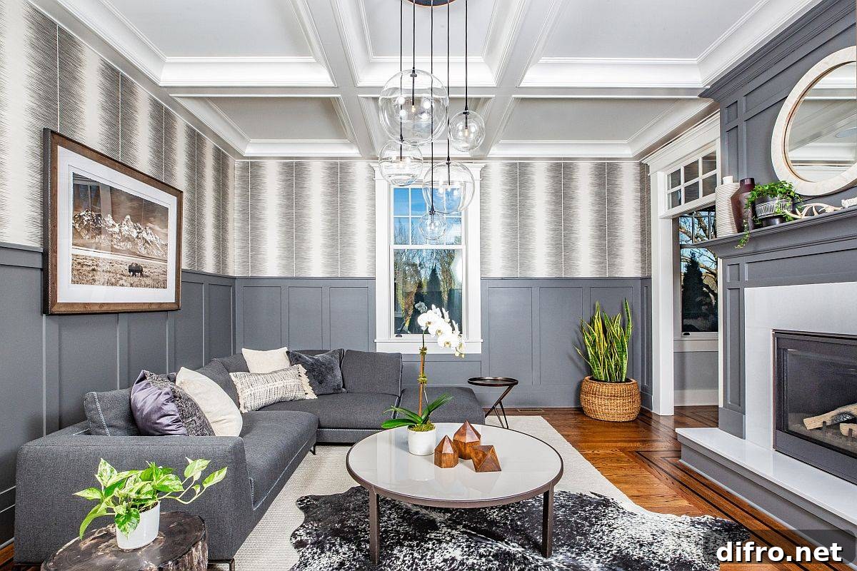 Delightful balance of white and gray in the modern living room