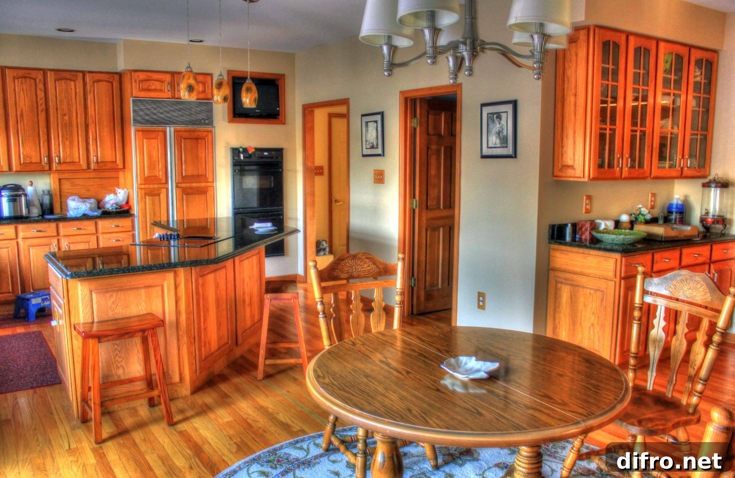 Home interior in hardwood with table and chairs