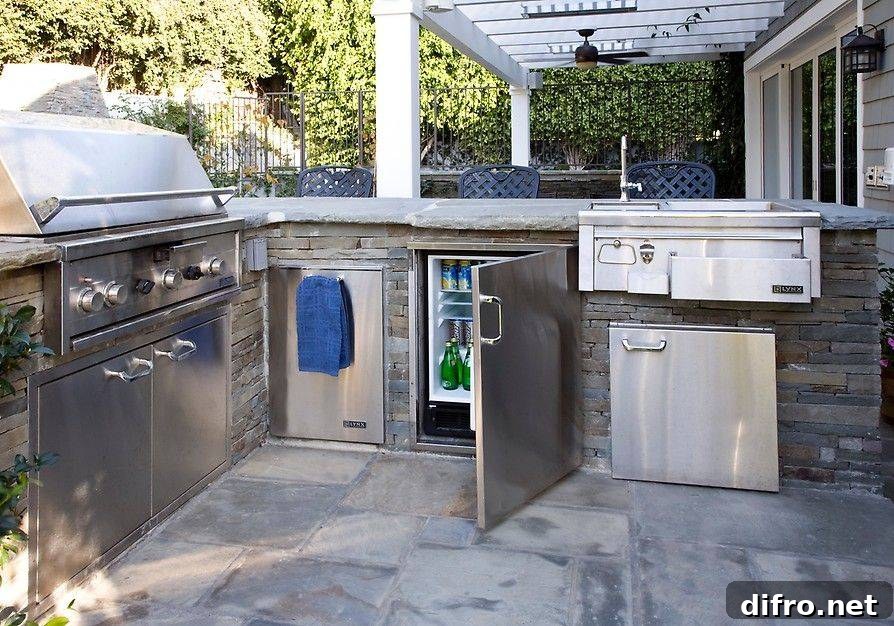 Patio Kitchen with Grill and Mini Fridge