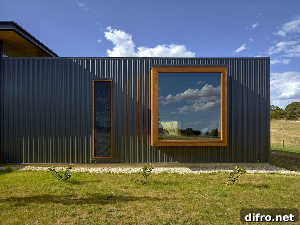Corrugated steel brings rustic-industrial touch to the exterior of the house