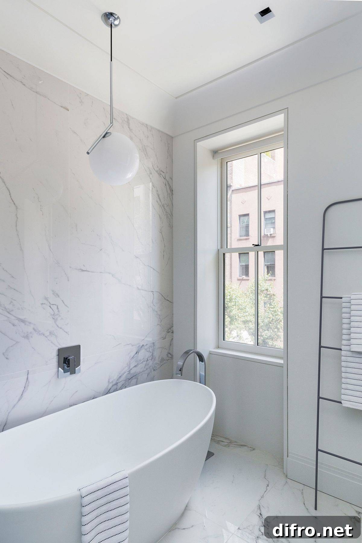 Bright white tile in a bathroom with natural light