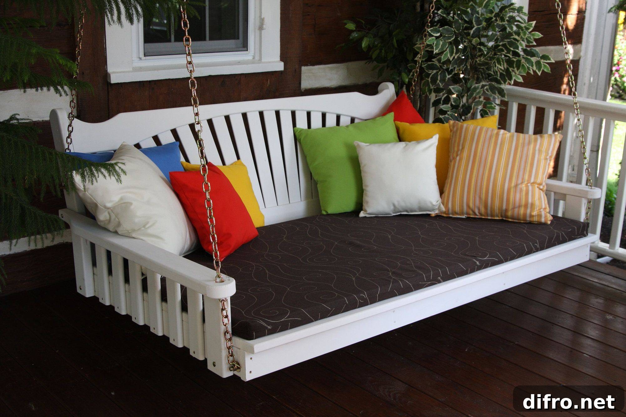 White Painted Porch Swing Bed