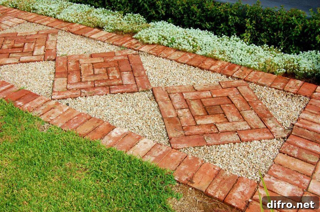 Interlocking Red Brick as Stepping Stones