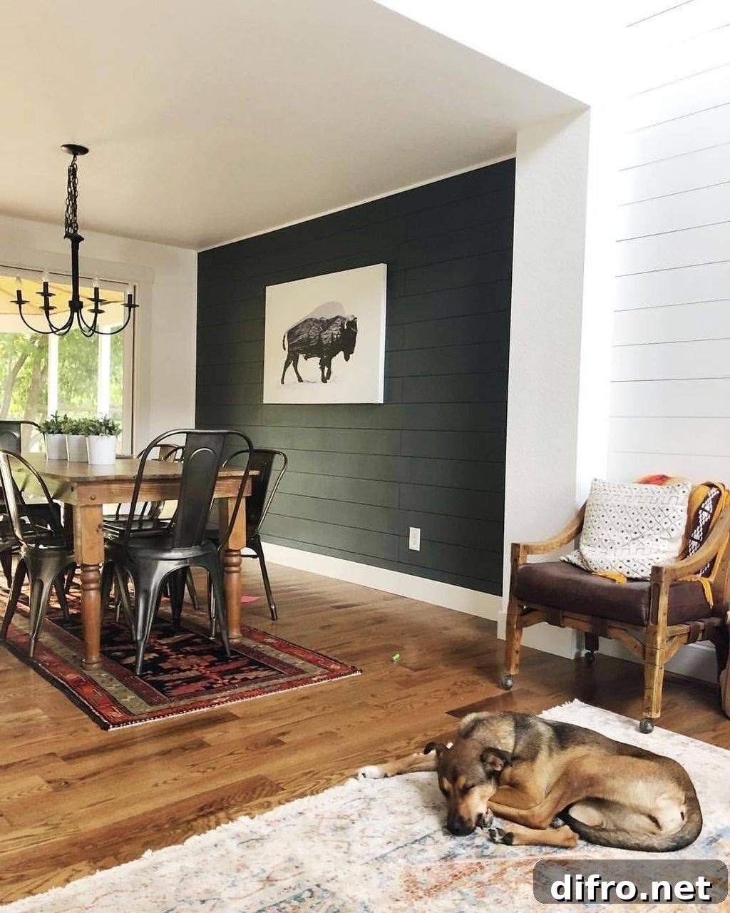 Painted Shiplap Accent Wall.