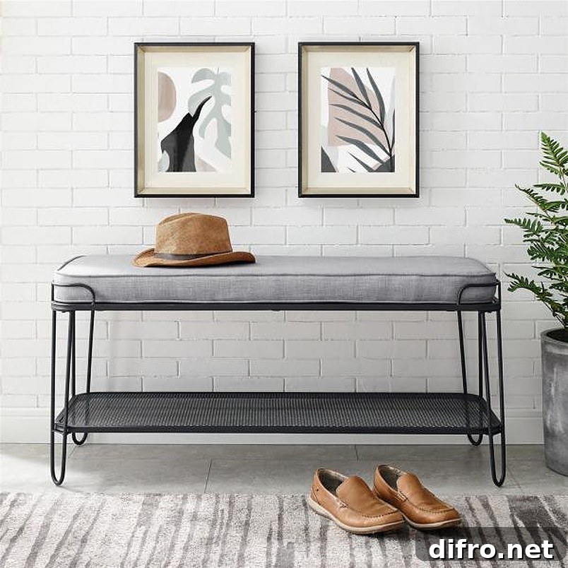 Brown hat on top of gray bench
