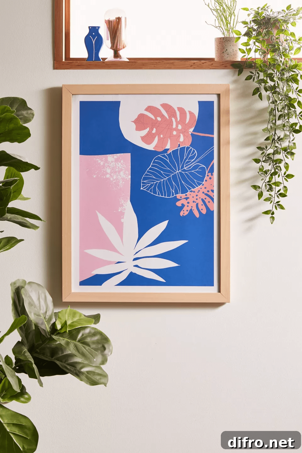 Feminine pink and blue art print