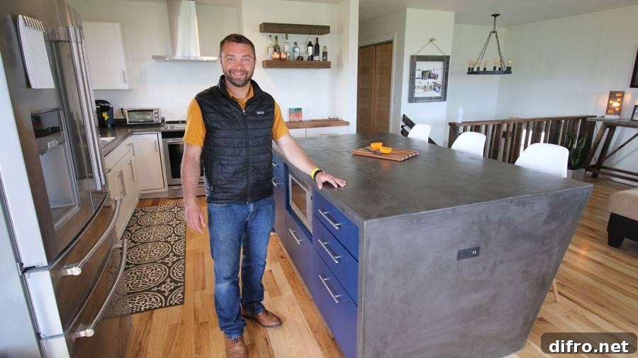 Man standing beside kitchen counter