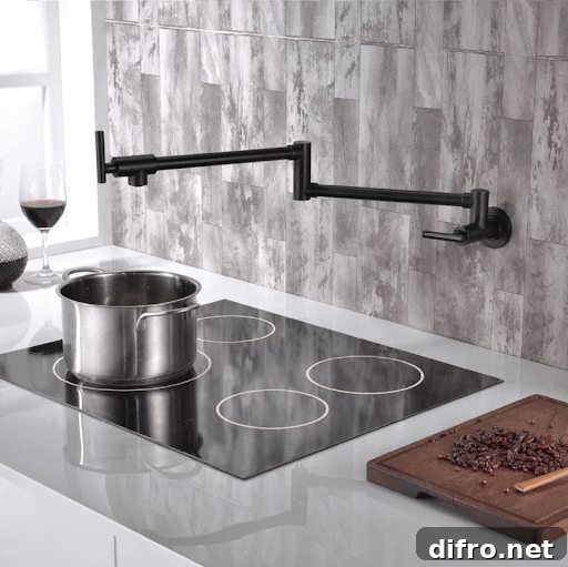 Matte black pot filler faucet