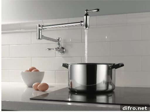 Polished nickel pot filler faucet