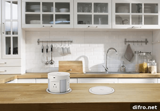 Pop up outlet in counter