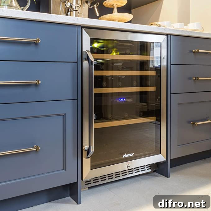 Wine cooler installed into counter
