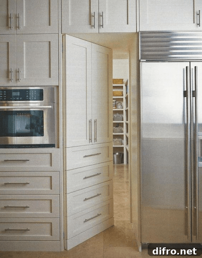Cupboard opening to full pantry