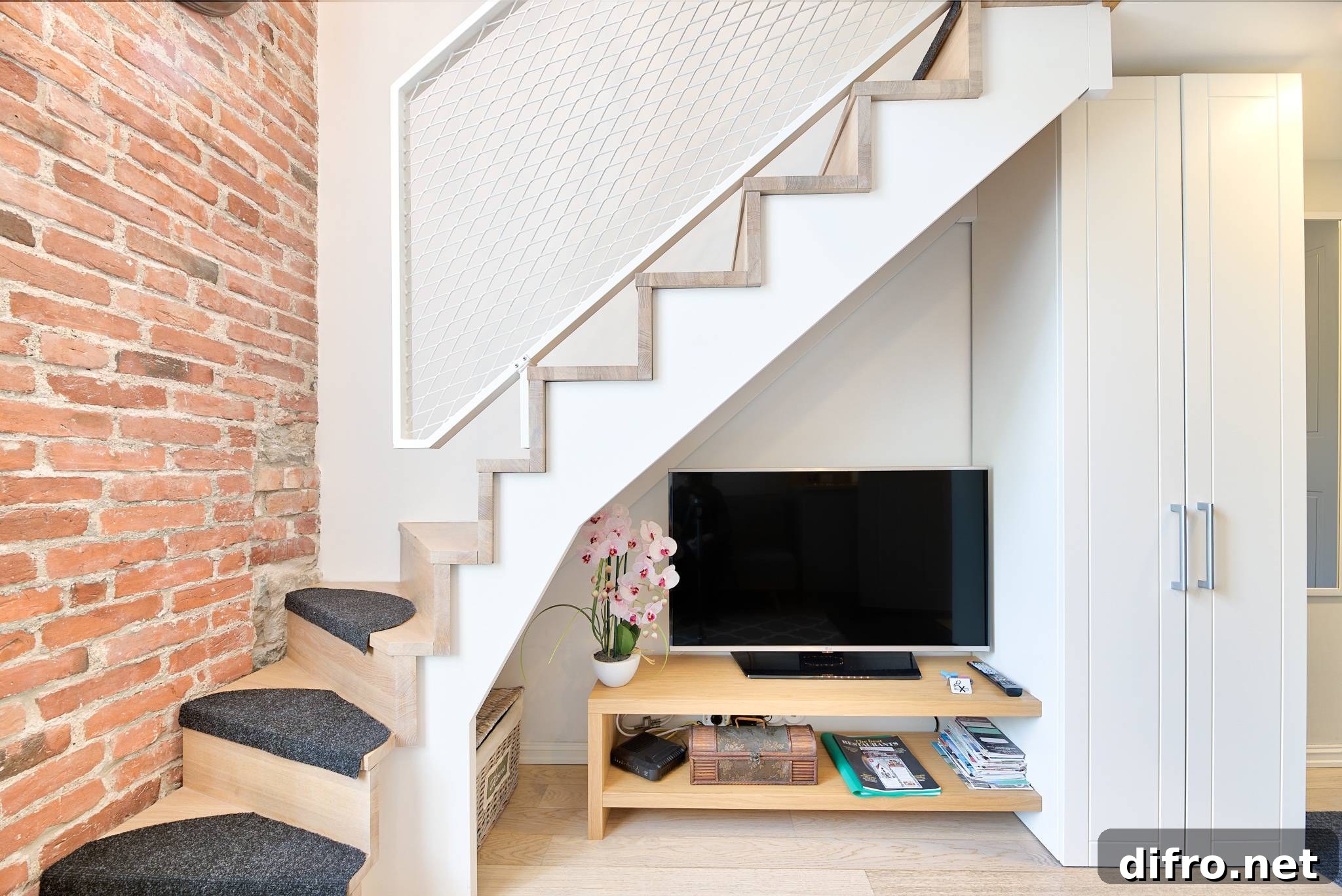 Modern white loft staircase