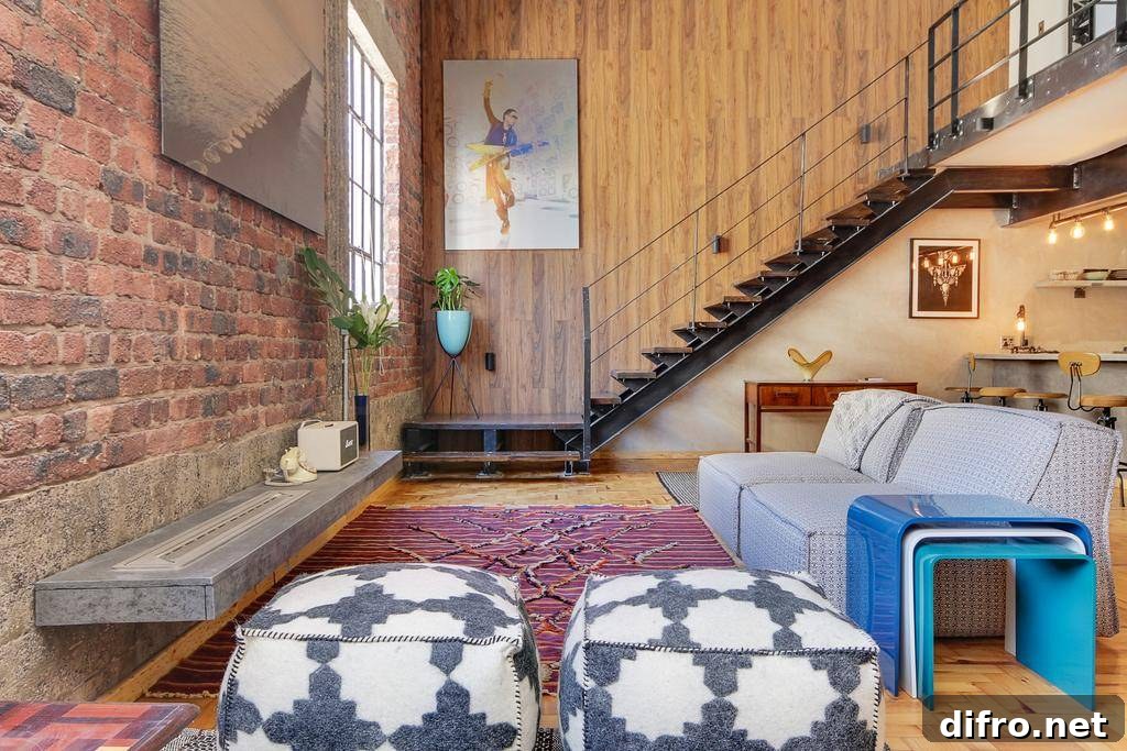 New York eclectic loft with exposed brick