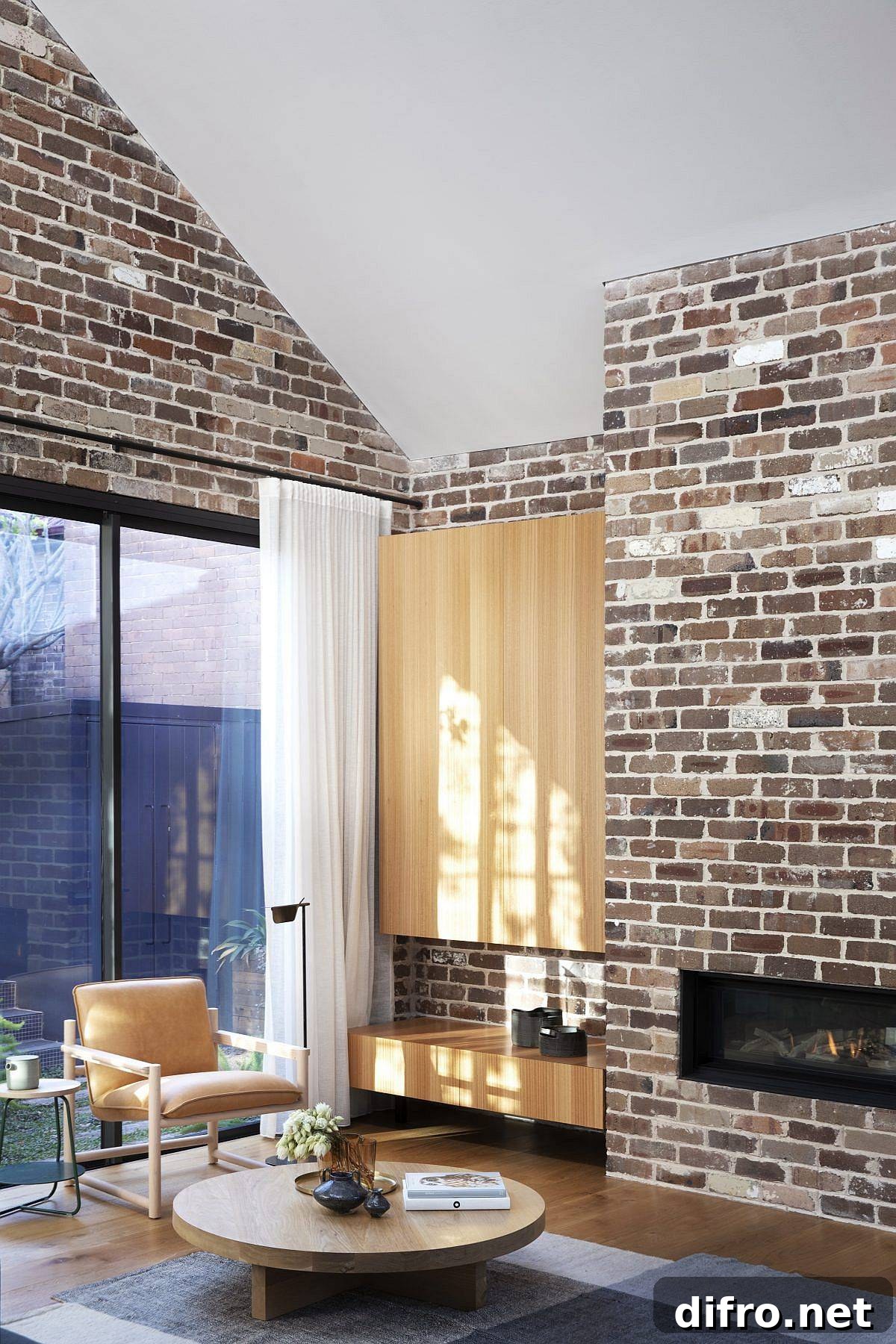 Lovely brick walls coupled with modern finishes and wooden sections inside the Cnr Virginia home