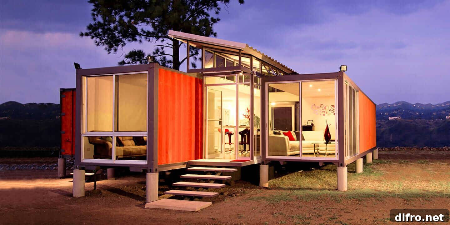 Red shipping container house