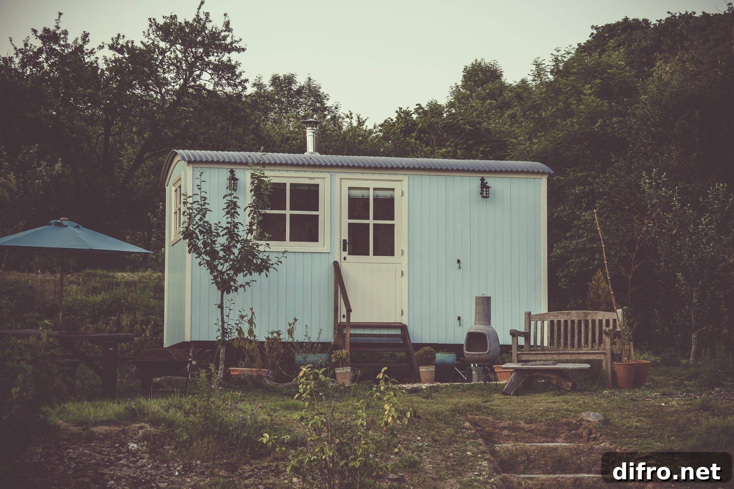 Small container house with white door
