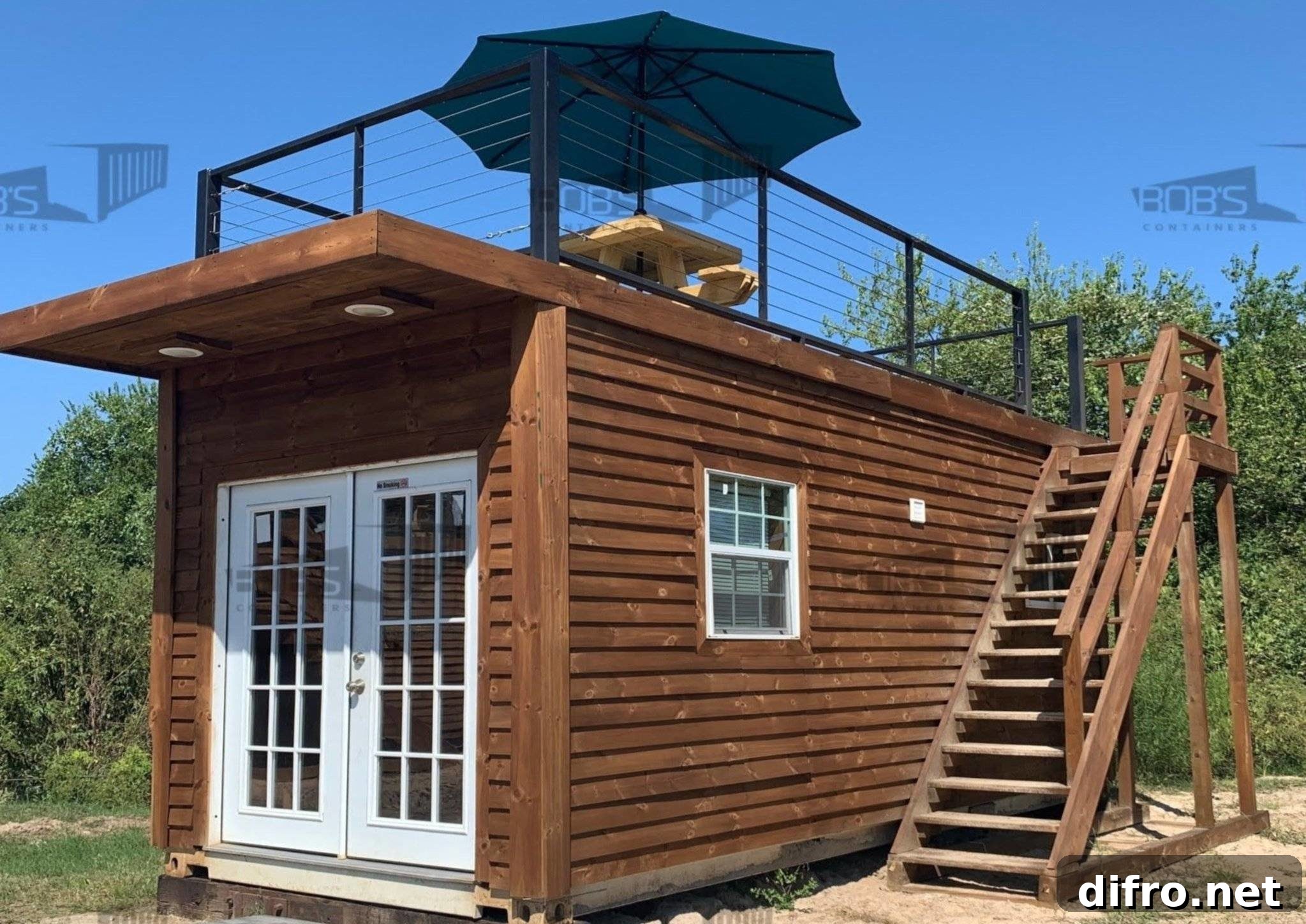 Container house with roof deck