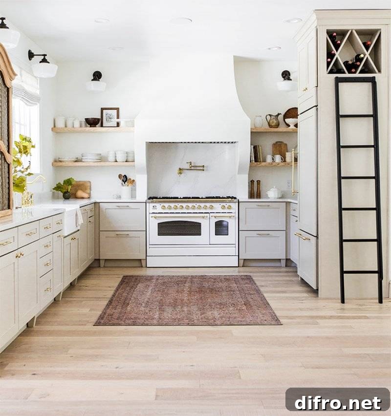 Plates and bowls stacked on open kitchen shelves